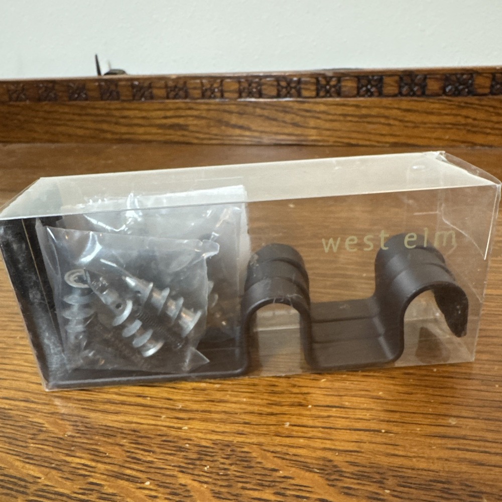 West Elm Double Curtain Rod Hanger 3 Pieces. Brown NIB
